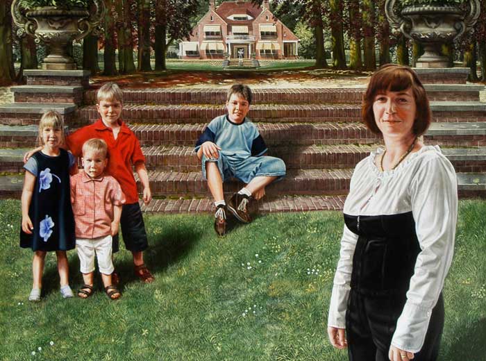 Portret van de familie Coomans - 160x220 - tempera op paneel - 2004